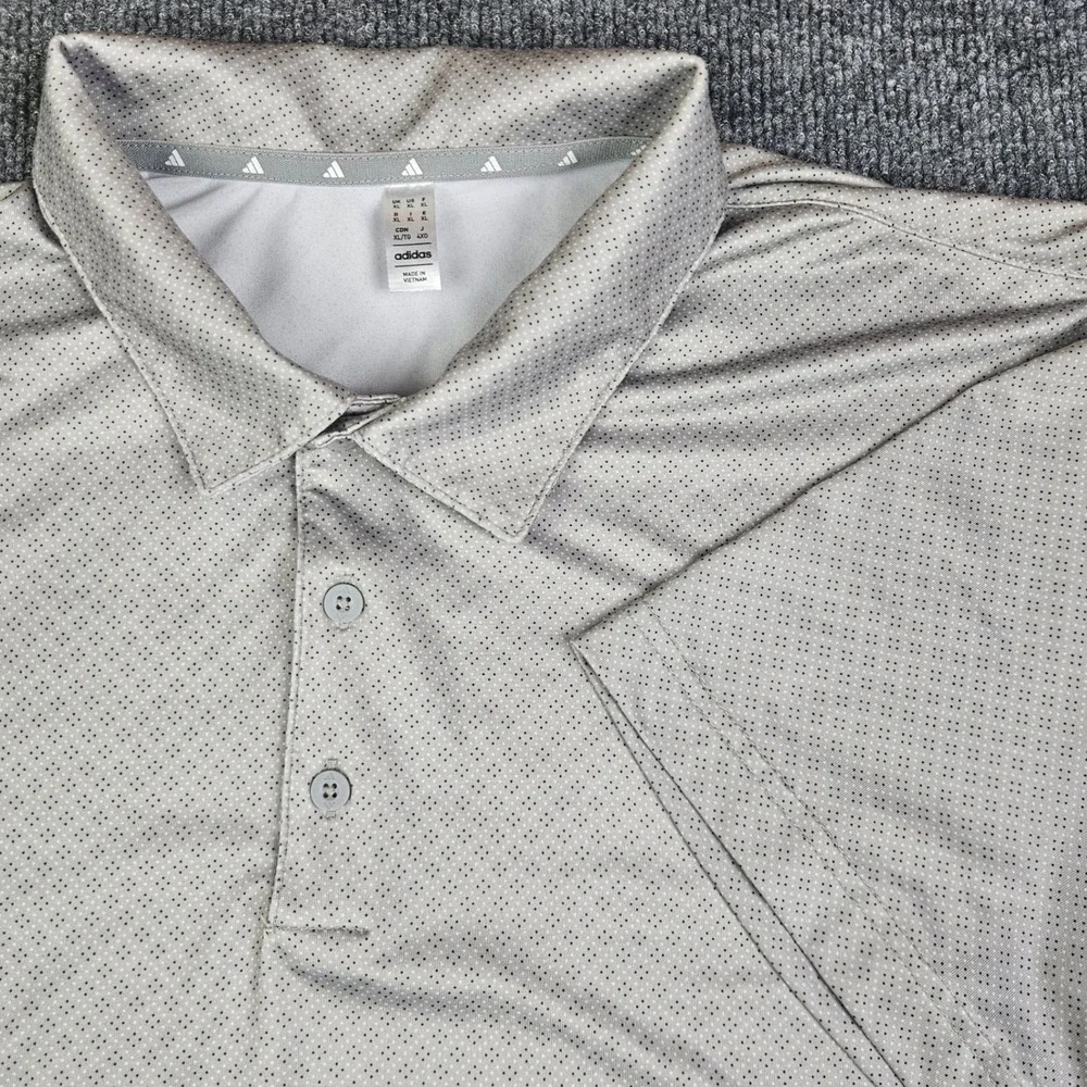 Adidas Golf Ultimate 365 Polo Shirt Mens XL Gray Polo-Dot Print Short Sleeve UPF